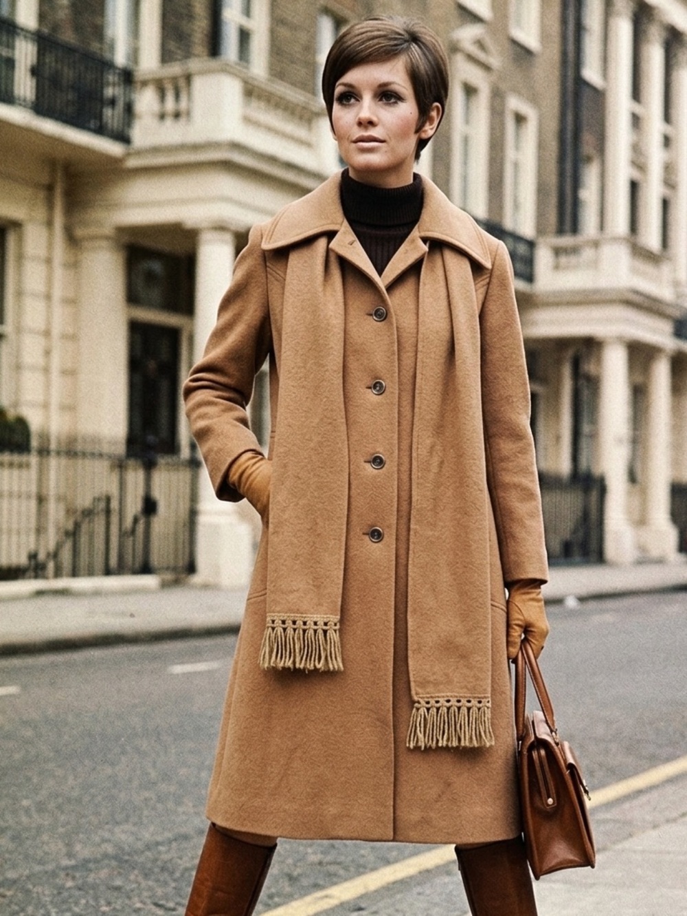Fashionfila Union
Label Wool Unique Coat with Scarf in Camel Size 8